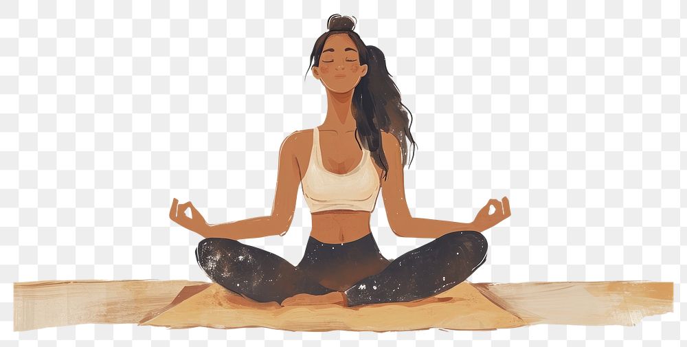 PNG  A woman doing yoga cartoon sports adult. AI generated Image by rawpixel.