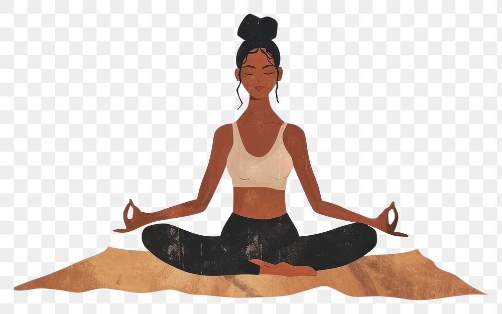 PNG  A woman doing yoga cartoon sports adult. AI generated Image by rawpixel.