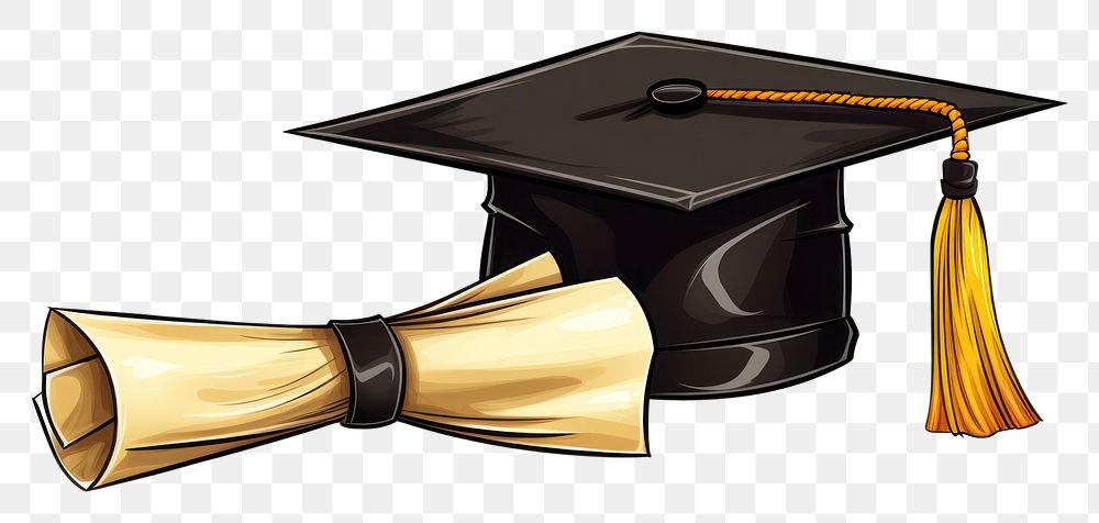 PNGGraduate cap and diploma graduation intelligence achievement.