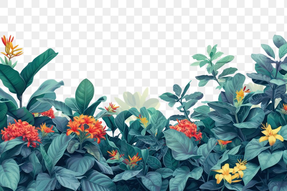 PNG  Tropical flower bushes outdoors nature plant.