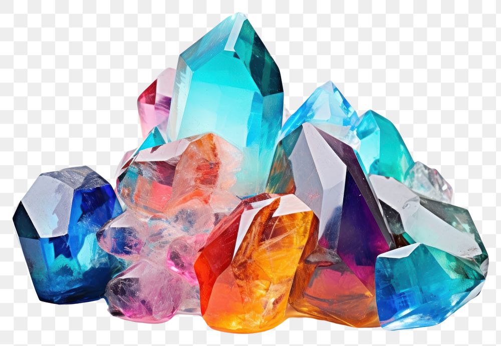 PNG  Colored crystal gemstone mineral jewelry. AI generated Image by rawpixel.