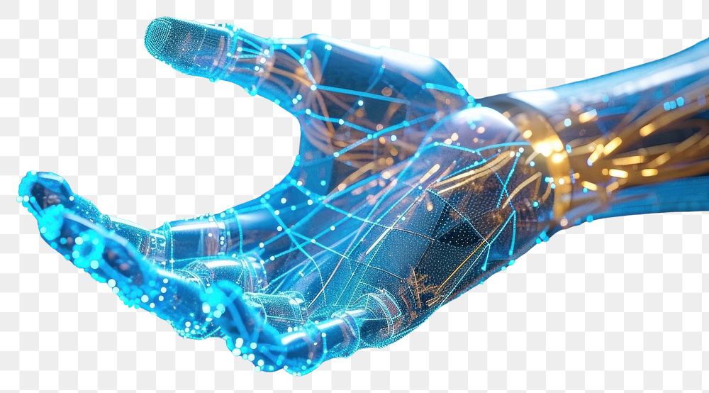 PNG Hologram of robotic arm transportation technology futuristic.