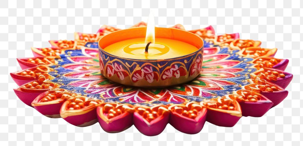 PNG  Indian rangoli candle celebration creativity decoration.