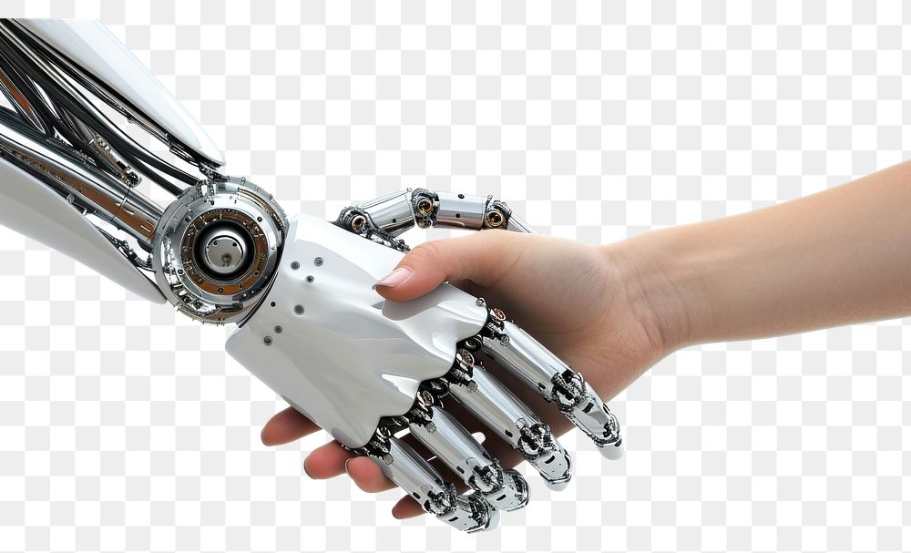 PNG Robot hand shaking with human hand transportation electronics technology.