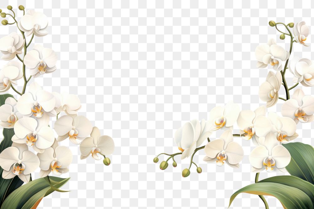 PNG White orchid border frame flower plant chandelier.