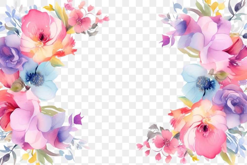 PNG Bouquet border frame painting pattern flower.