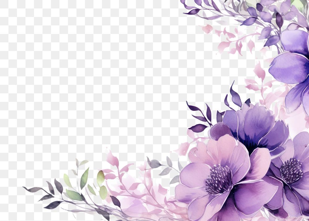 PNG Bouquet border frame purple pattern flower.