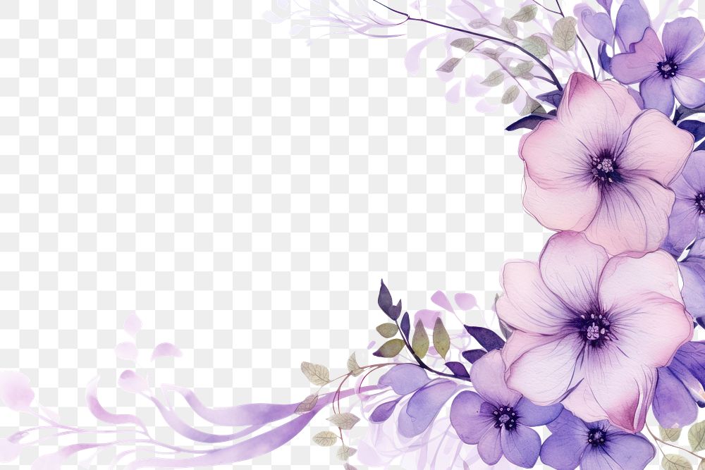 PNG Bouquet border frame pattern flower purple.