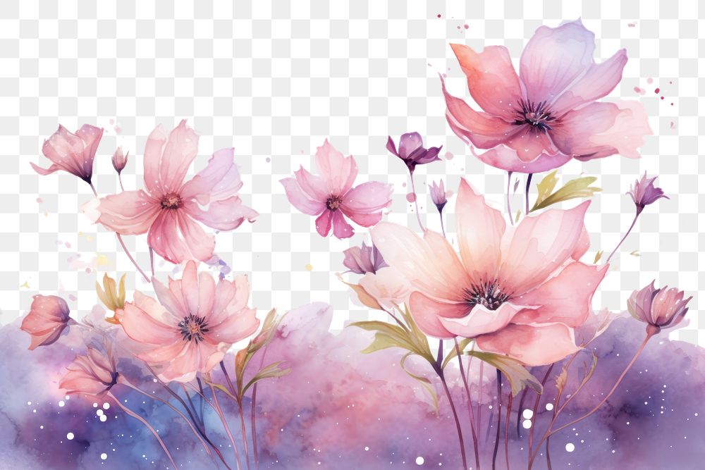 PNG Cute magical cosmos painting blossom flower.