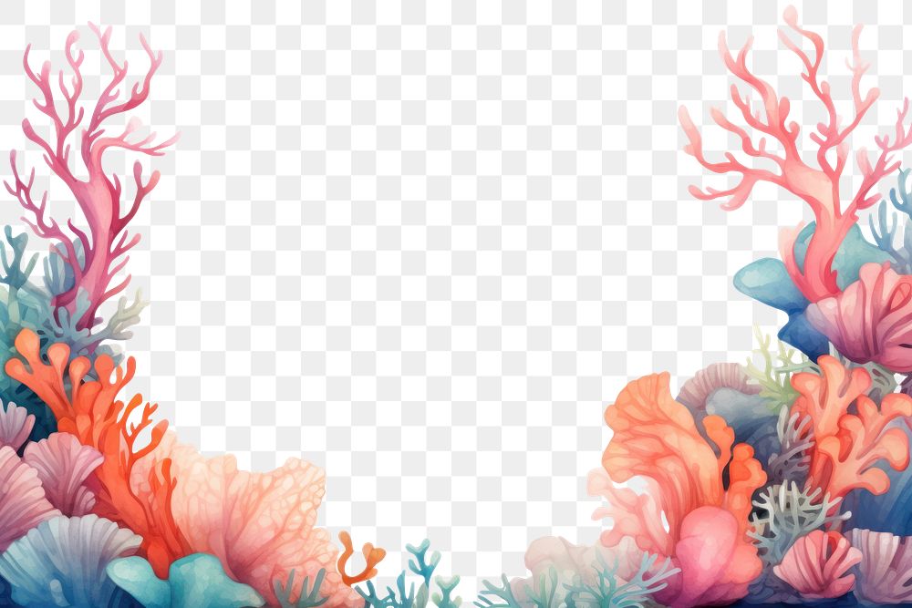 PNG Cute neon coral reef outdoors painting pattern.