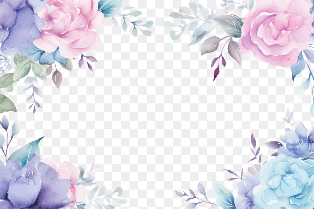 PNG Rose border frame painting pattern flower.