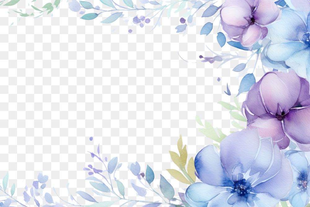 PNG Winter botanical border frame pattern flower purple.