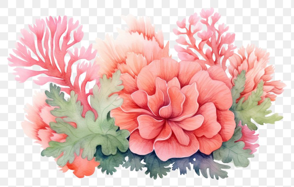 PNG Cute pastel coral pattern flower dahlia.