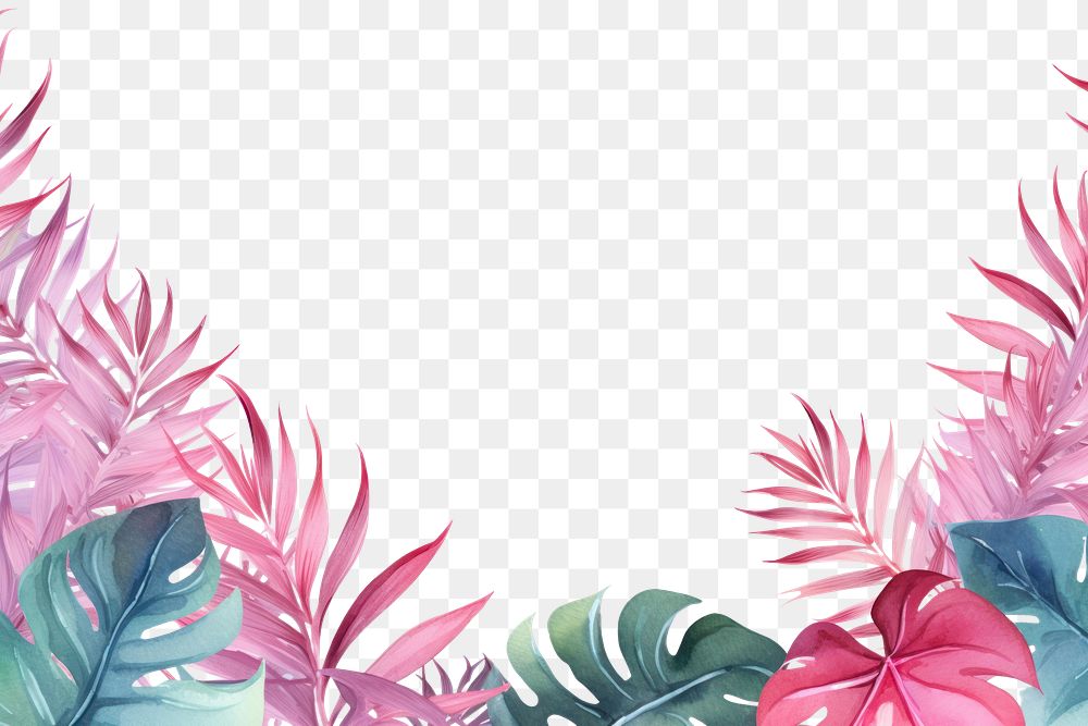 PNG Cute pastel tropical leaves outdoors painting pattern.