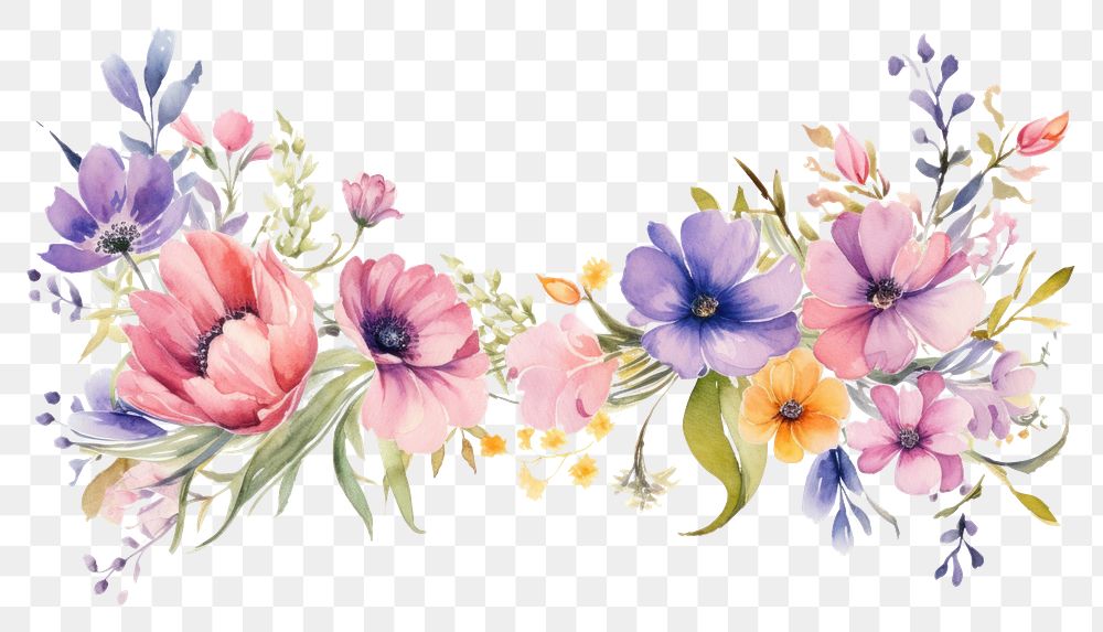 PNG Spring bouquet border painting pattern flower