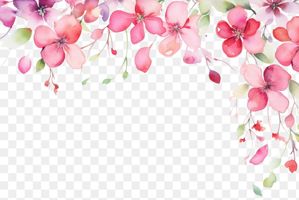 PNG Pink flowers border pattern petal plant.