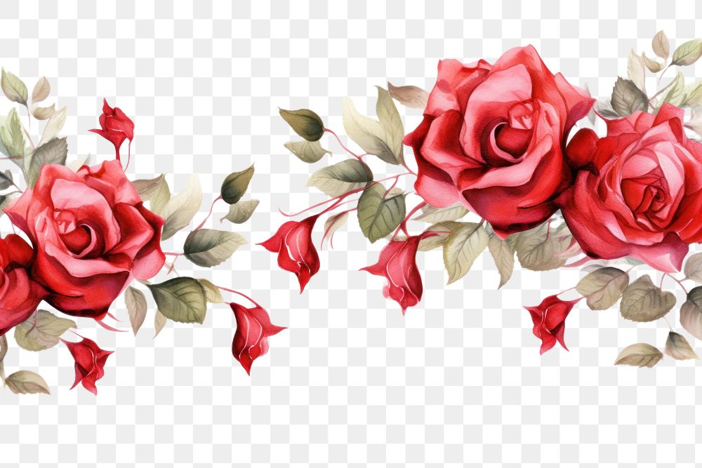 PNG Red roses border pattern flower petal.