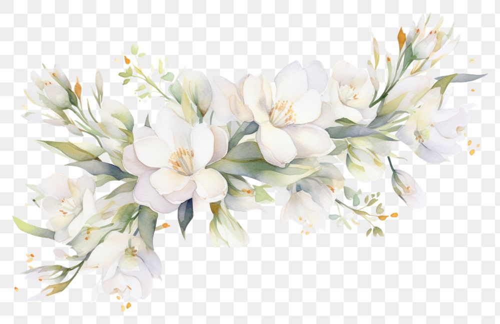 PNG White freesia flowers border plant inflorescence freshness