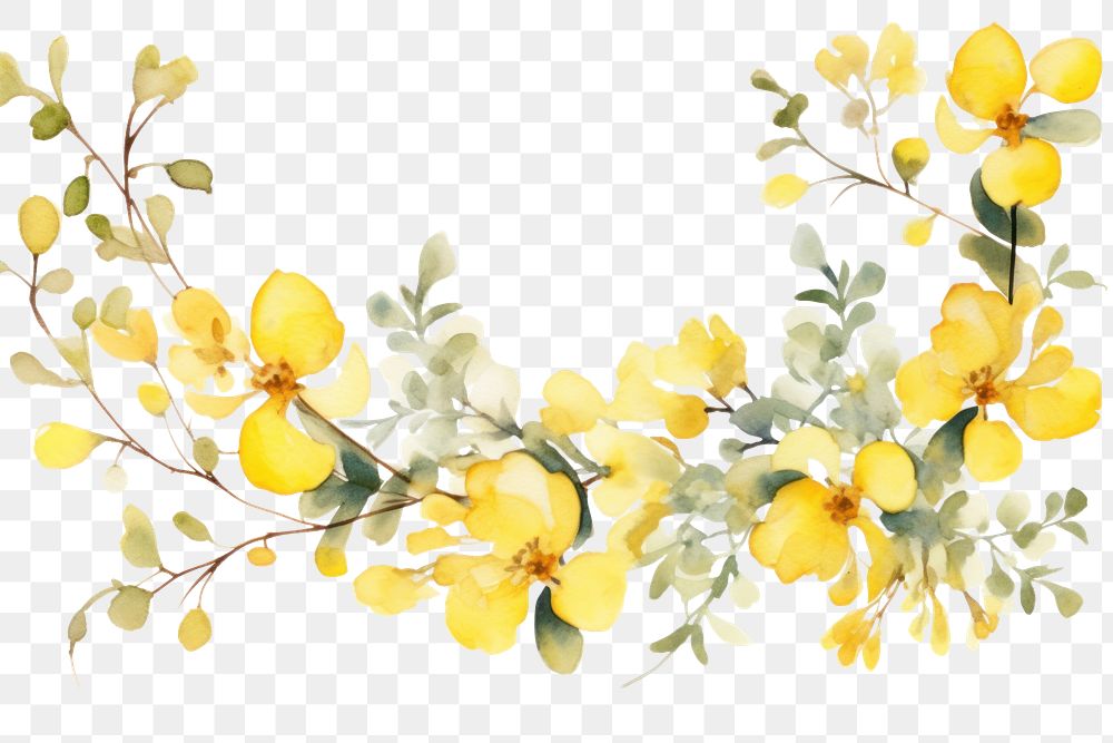 PNG Yellow flowers border painting blossom plant.