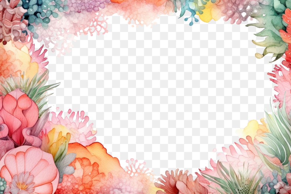 PNG Cute colorful coral reef painting pattern flower.