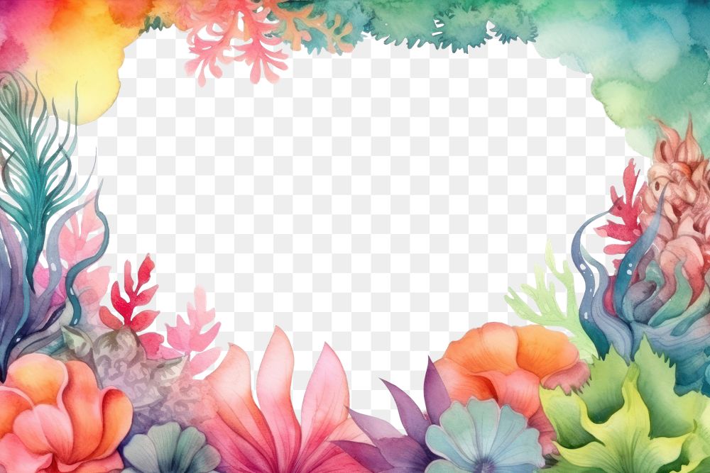 PNG Cute colorful coral reef outdoors painting pattern.