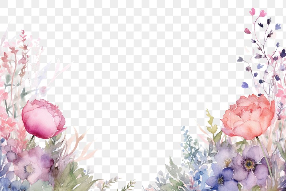PNG Bouquet border frame outdoors painting pattern.