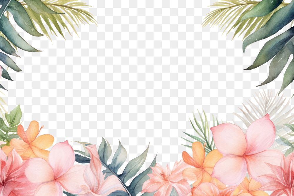 PNG Tropical leaves flowers outdoors painting pattern.