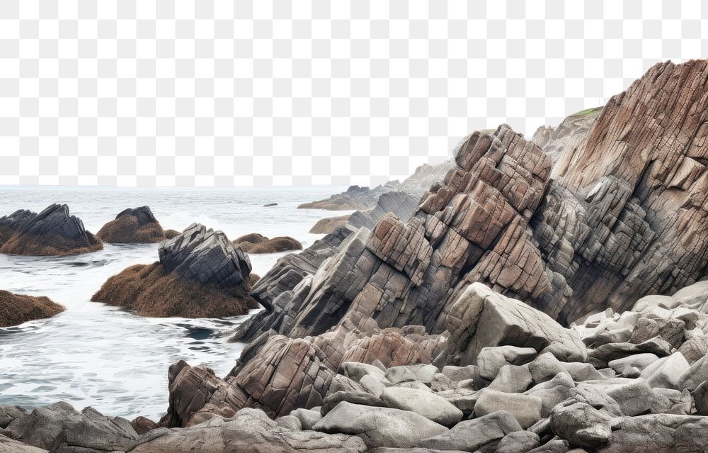PNG Coastal rocks shore outdoors horizon nature.
