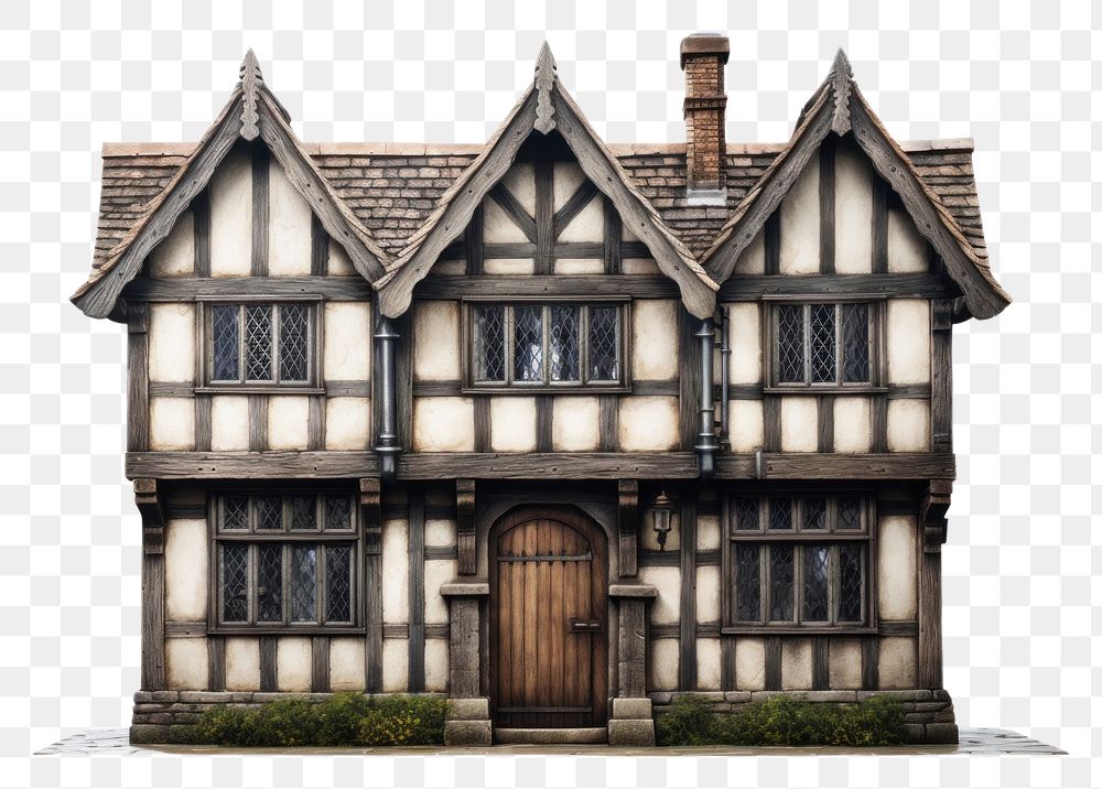 PNG  Tudor townhouse architecture building white background