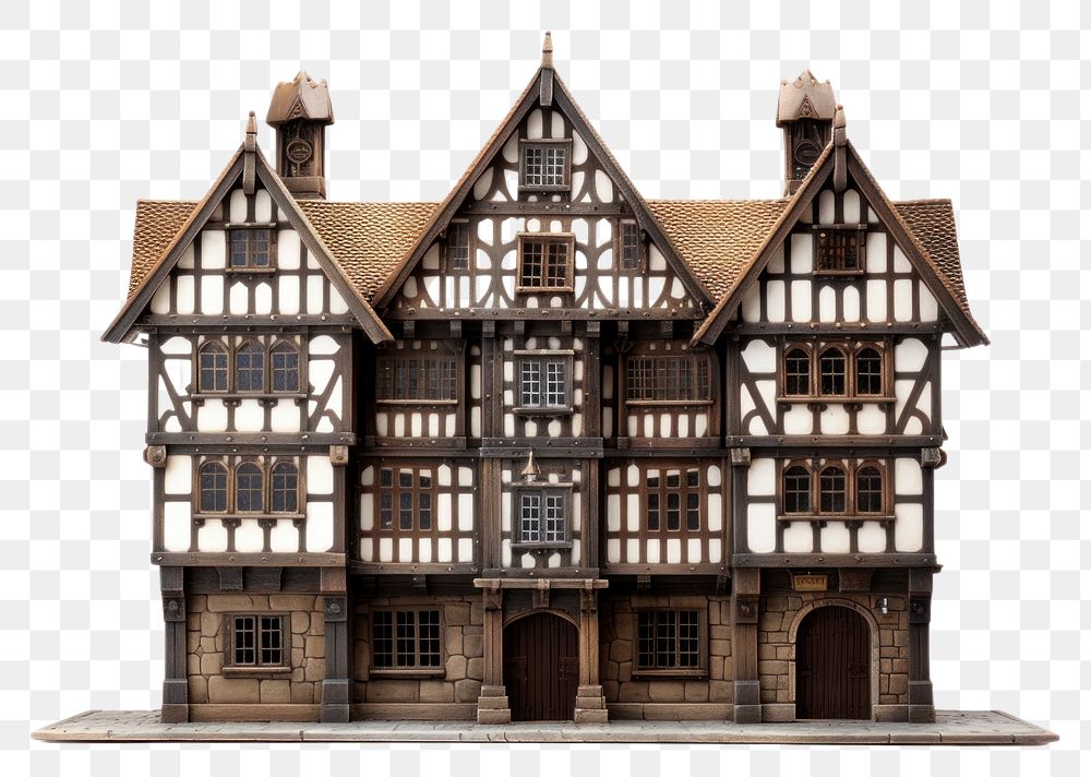PNG  Tudor big townhouse architecture building toy.