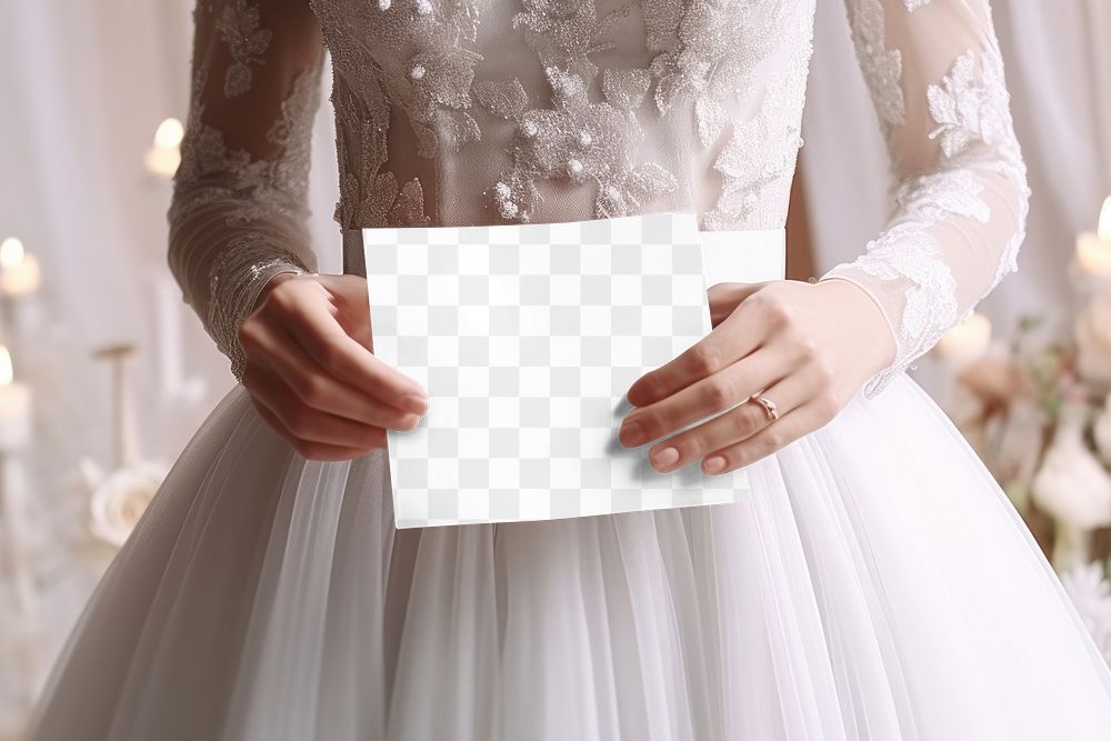 Wedding invitation card png transparent mockup