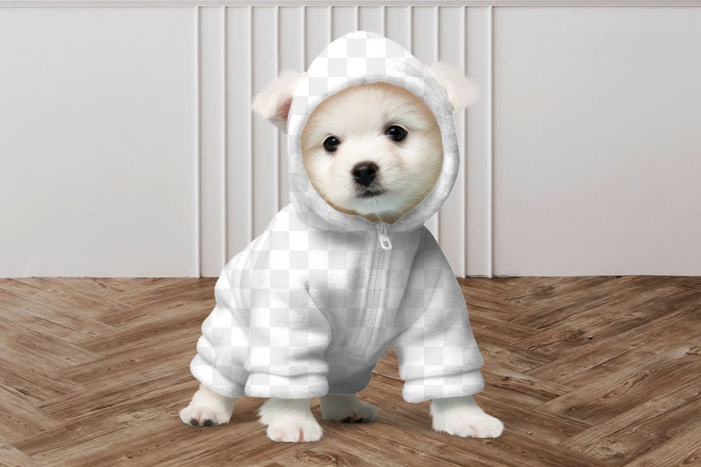 Dog hoodie png mockup, transparent design