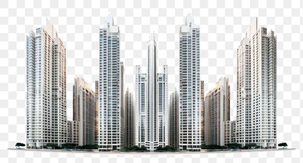 PNG  Tall Hongkong modern condominum buildings architecture skyscraper cityscape.