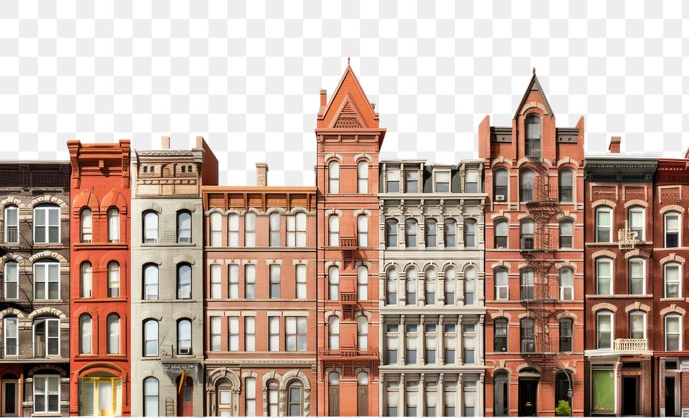 PNG  Tall american classic brick buildings architecture house city.