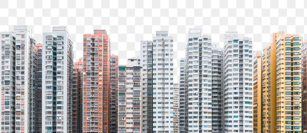 PNG  Hongkong apartment buildings architecture cityscape white background.