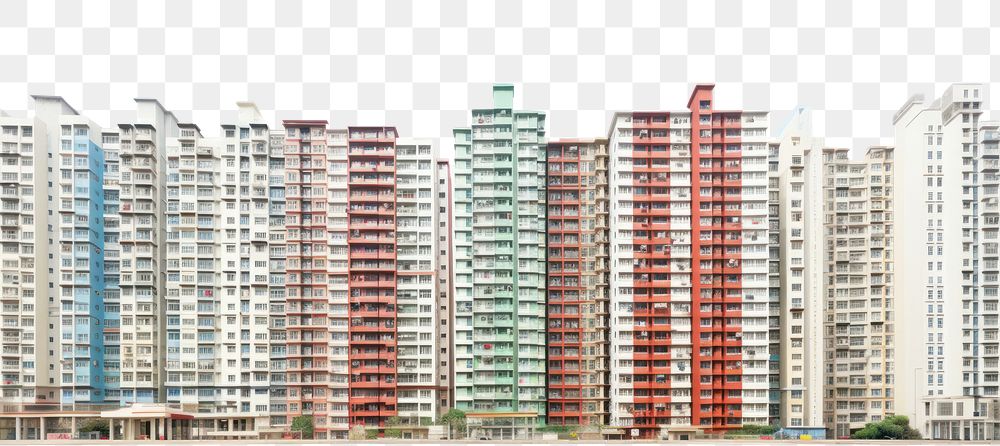 PNG  Hongkong apartment buildings architecture city white background.