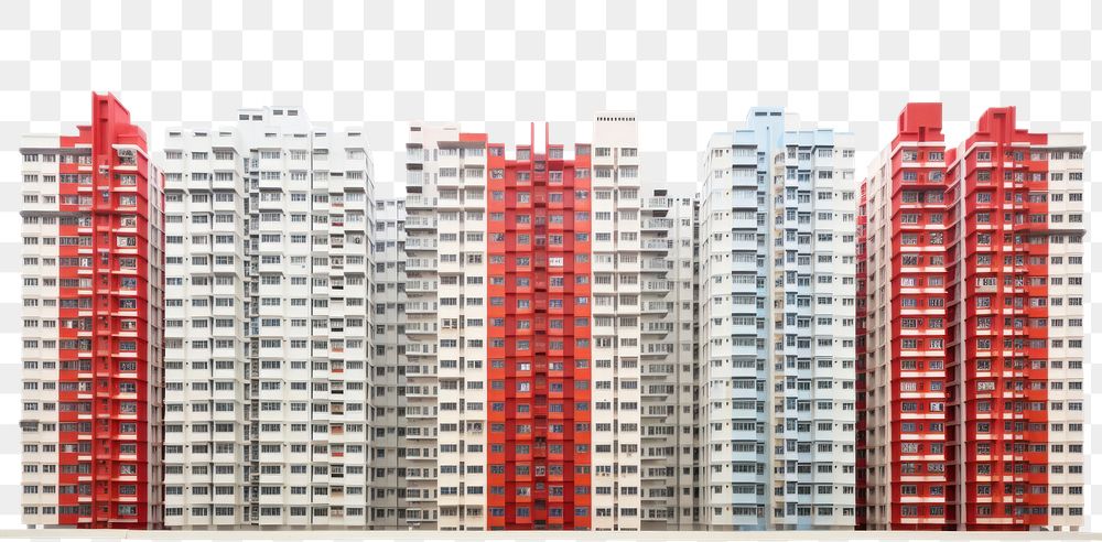 PNG  Hongkong apartment buildings architecture city white background.