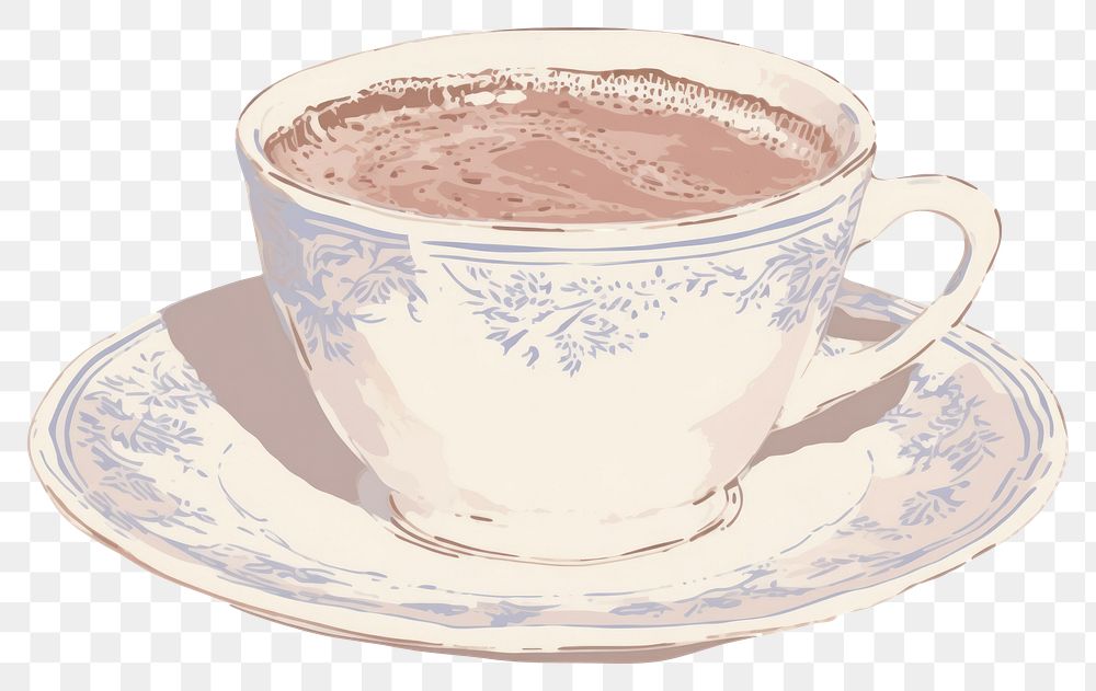 PNG Illustration the 1970s of hot chocolate saucer drink cup.