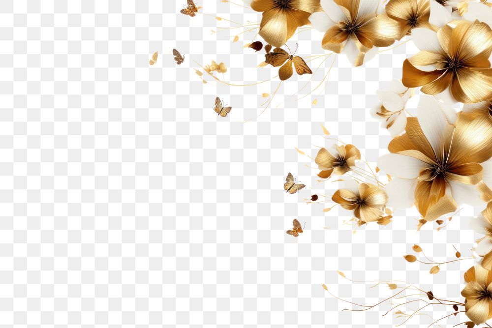 PNG Ink gold flowers backgrounds pattern plant. AI generated Image by rawpixel.