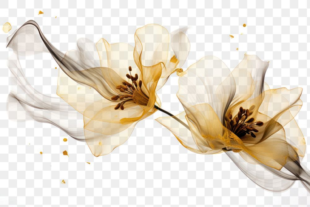 PNG Ink gold flowers pollen petal plant. AI generated Image by rawpixel.