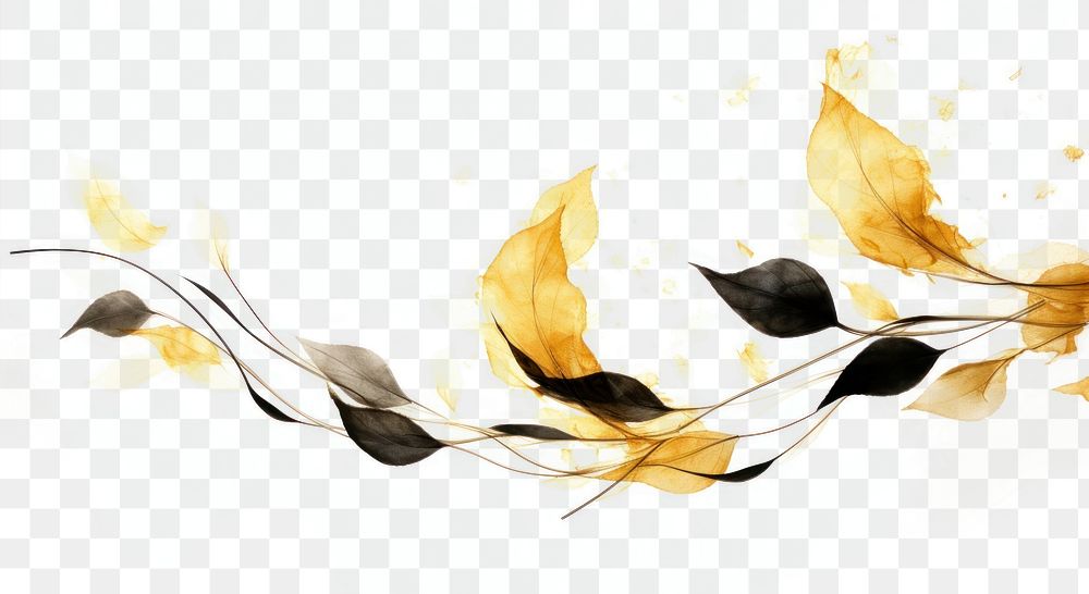 PNG Ink gold leaves pattern plant leaf. AI generated Image by rawpixel.
