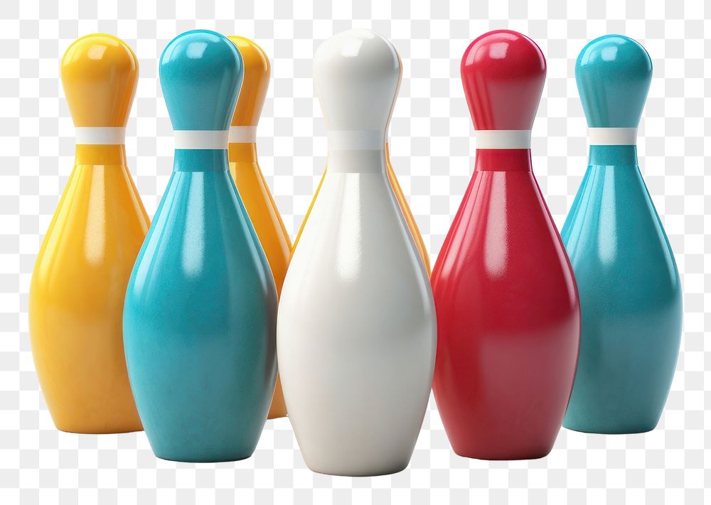 PNG Bowling pins strike white background creativity recreation.