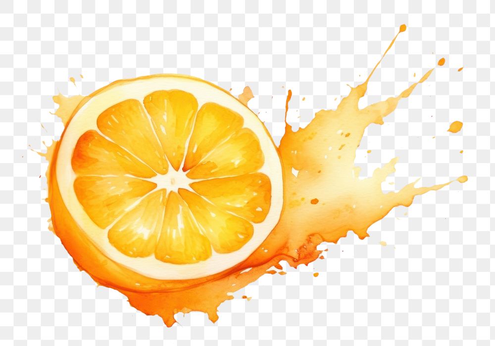 PNG Orange waterclor splash grapefruit lemon plant. AI generated Image by rawpixel.