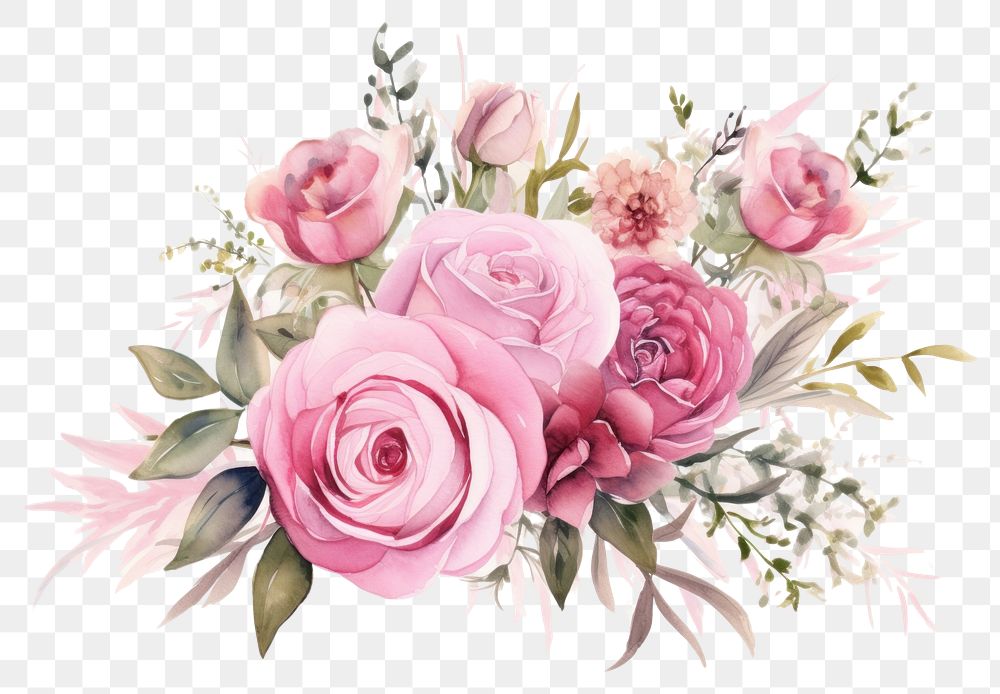 PNG Minimal pink bouquet flower plant rose