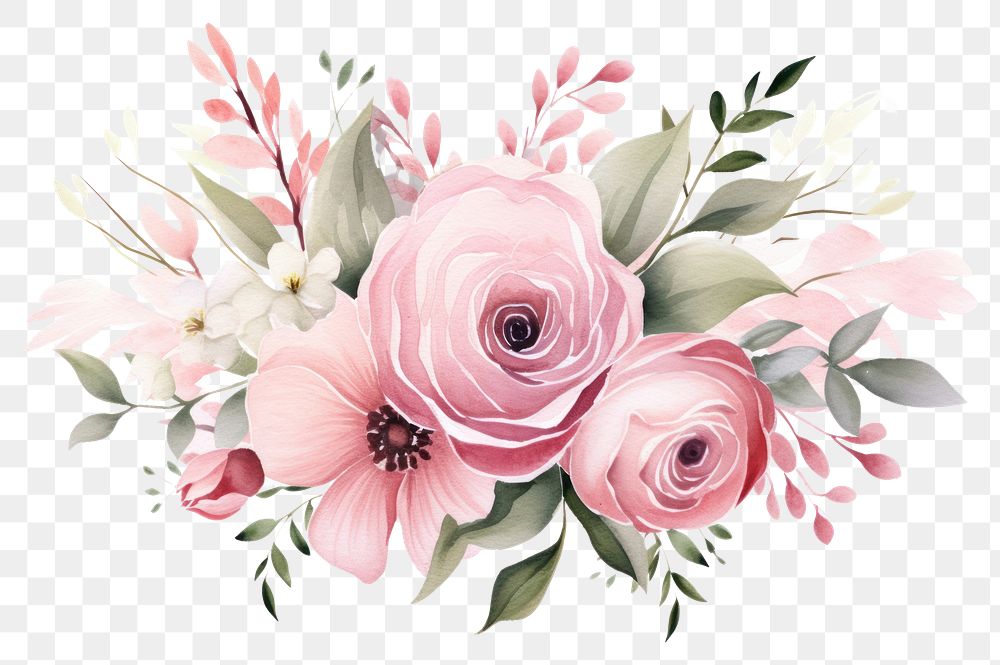 PNG Minimal pink bouquet painting flower plant.