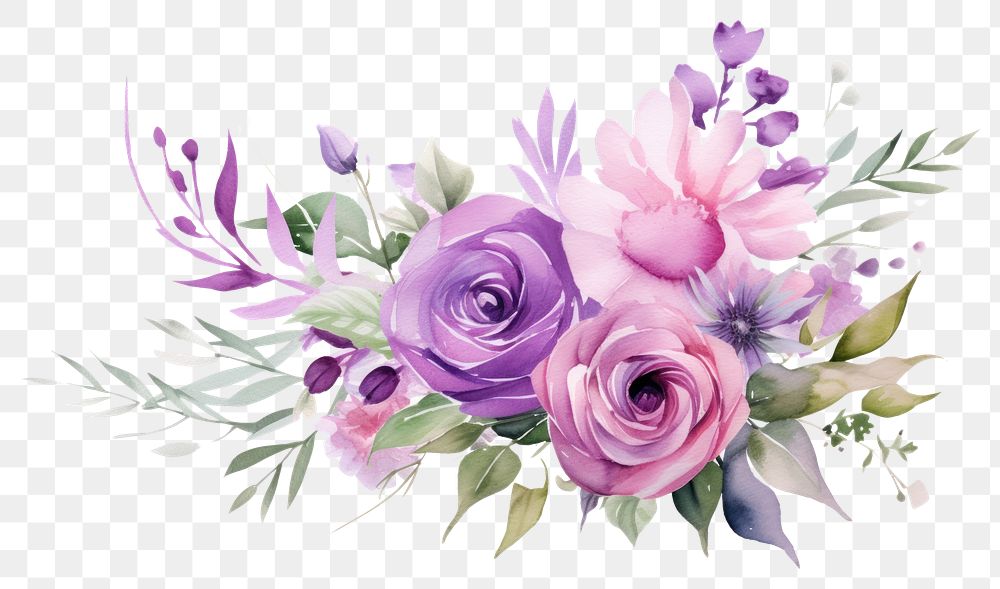 PNG Minimal purple bouquet flower plant rose