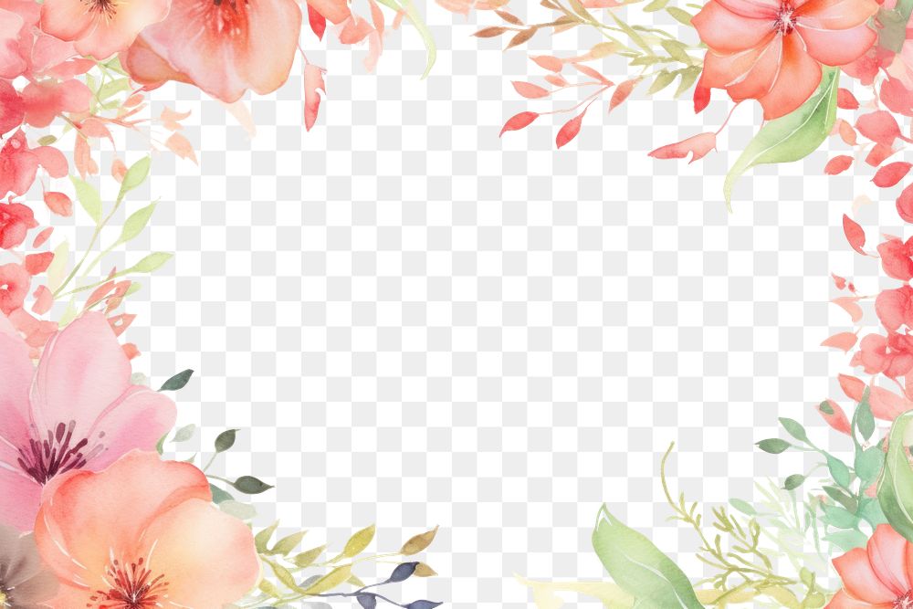 PNG Coral border painting pattern flower.