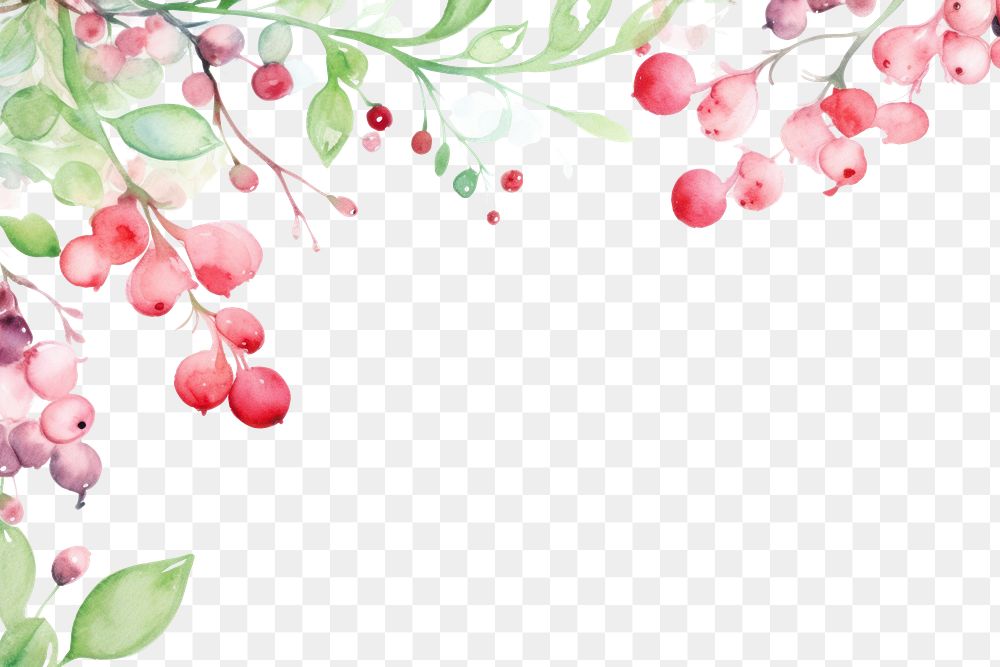 PNG Cute berry branch vine painting flower plant.