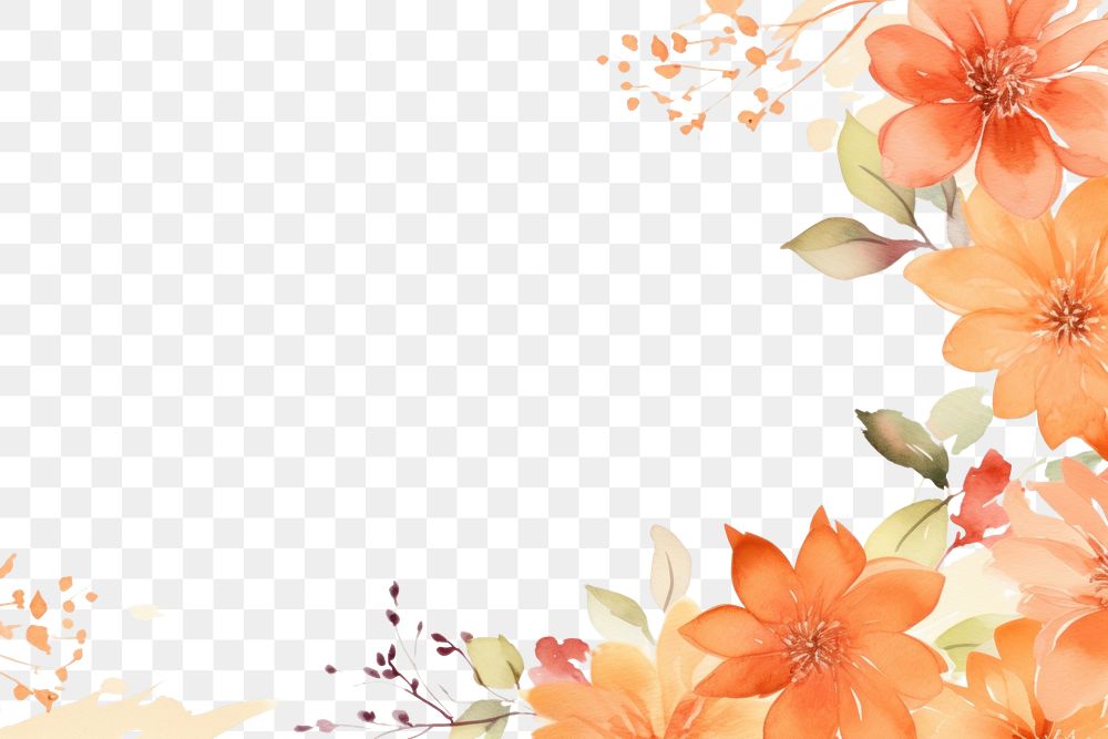 PNG Orange flower painting pattern plant.