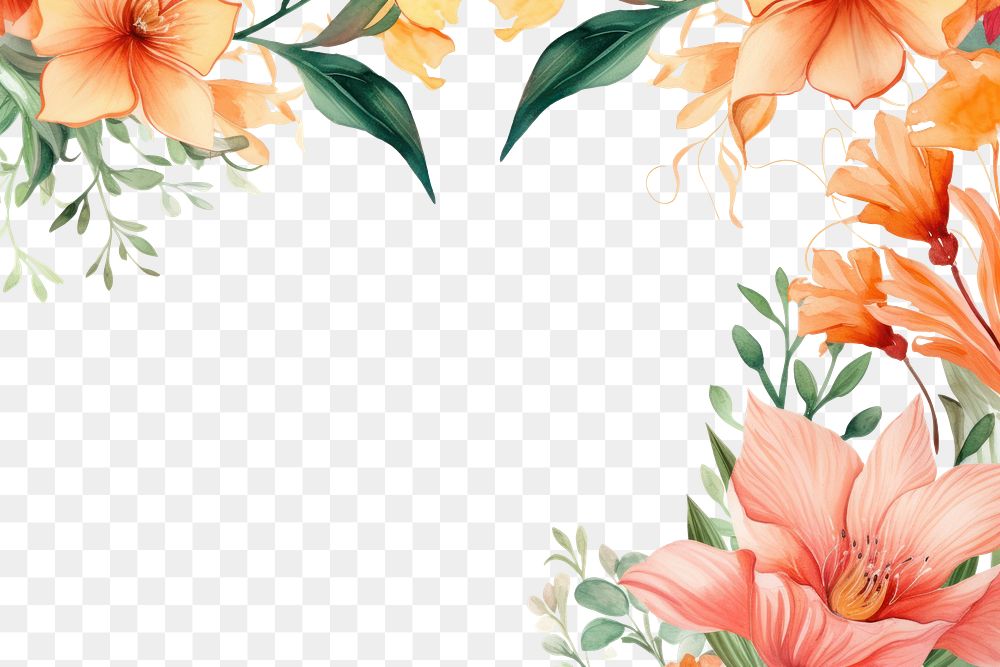 PNG Orange flower pattern plant backgrounds.